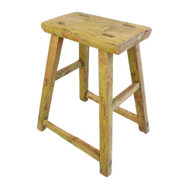 Vintage Rustic Primitive Country Farmhouse Elm Wood Stool Bench Side ...