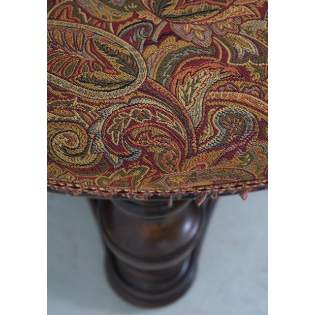 Large Round Continental Style Upholstered Ottoman Coffee Table For Sale - Image 9 of 12