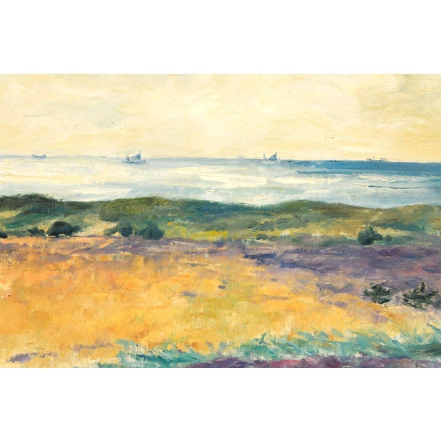 Mid-Century Modern Impressionist Mid Century Sea Shoreline Painting Signed For Sale - Image 3 of 4