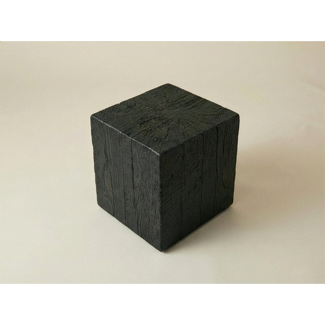 Not Yet Made - Made To Order Shou Sugi Ban Burnt Solid Wood Cube End Table For Sale - Image 5 of 9