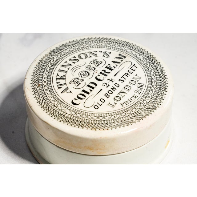 Atkinson’s Rose Cold Cream Antique Victorian Advertising Lidded Pot Jar Home Decor For Sale - Image 4 of 8