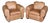Pair Restored French Art Deco Style Leather Distressed Moustache Club Chairs For Sale