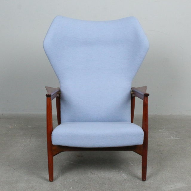 Wood Carlo Wingback Armchair attributed to Ib Kofod-Larsen for Carlo Garn, Denmark, 1960s For Sale - Image 7 of 13