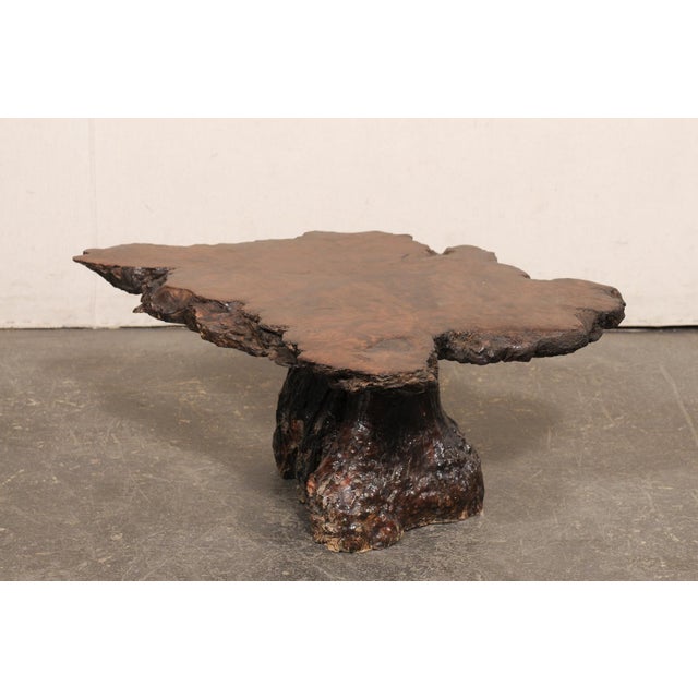 Contemporary Mid 20th Century Live-Edge Cypress Wood Small Coffee Table For Sale - Image 3 of 12