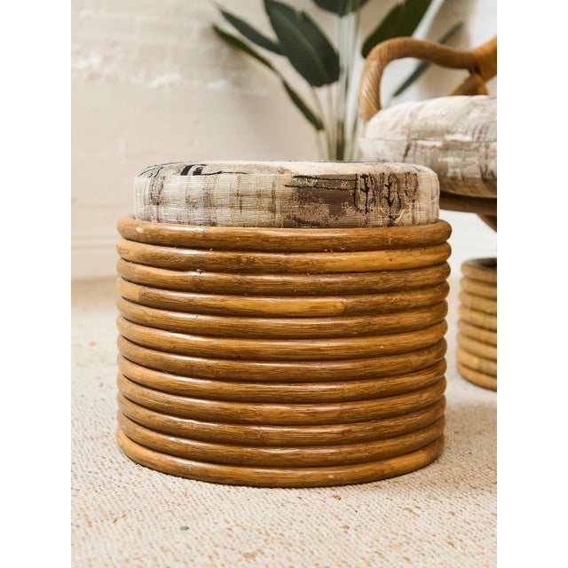 Wood Bamboo Vintage Chair and Ottoman For Sale - Image 7 of 12