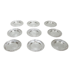 Rare Set of 9 Tiffany & Co. Sterling Silver Vine Pattern Butter Pats
