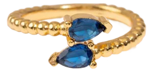 Sapphire Teardrop Glow Gold Adjustable Ring, Size 8