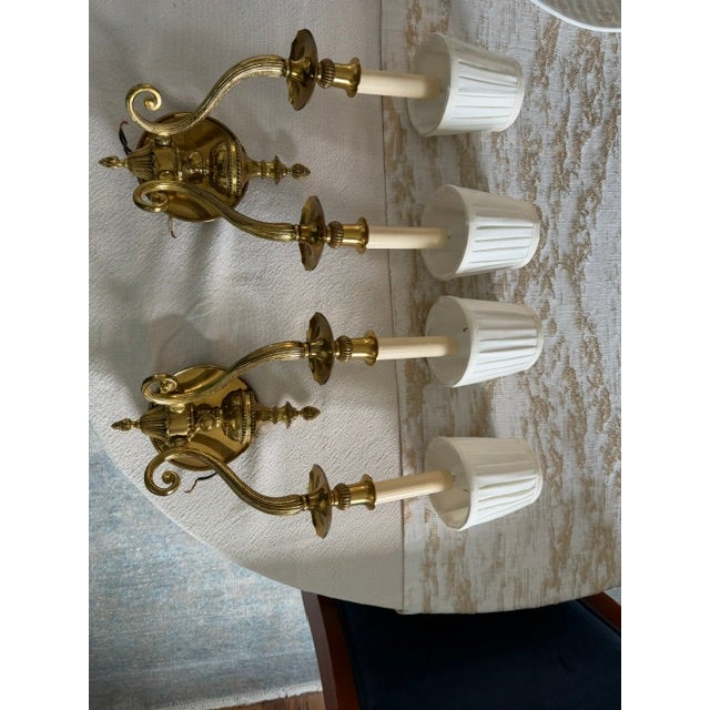 Vintage Greene's Nyc Lighting Mid-Century Solid Spanish Brass Ornate Wall Sconces - Pair For Sale - Image 13 of 14
