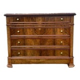19th Century Louis Philippe Burl Walnut Marble Top Chest of Drawer / Commodes For Sale