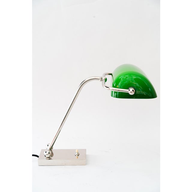 Art Deco Adjustable Nickel-Plated Banker Lamp, Vienna, Austria, 1920s For Sale - Image 3 of 16