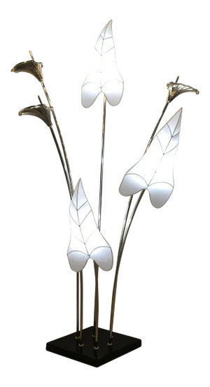 Vintage Hollywood Regency Brass Calla Lily Italian Floor Lamp