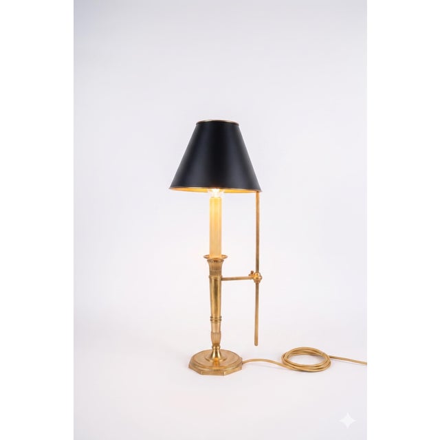 Metal Brass Bouillotte Table Lamp with Adjustable Black Metal Shade, 1950s For Sale - Image 7 of 16