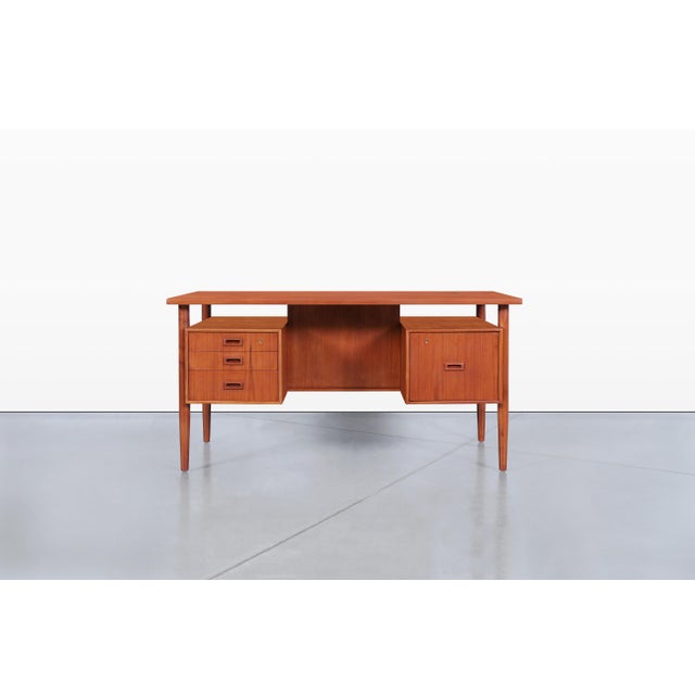 Mid-Century Modern Danish Modern Executive Floating Top Teak Desk by Johannes Sorth For Sale - Image 3 of 14