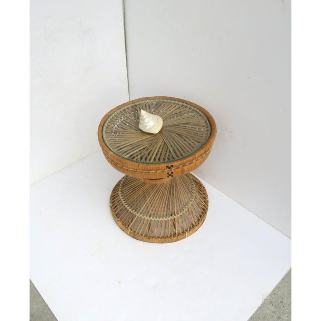 Mid 20th Century Wicker and Glass Side Drinks Table, Circa Mid-20th Century For Sale - Image 5 of 9