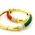 Estate Pair of 18K Yellow Gold Coral, Green Onyx & Diamond Bangle Bracelets For Sale - Image 17 of 18