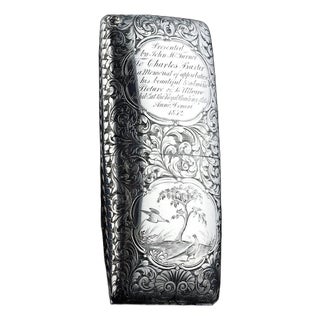 Antique Victorian Engraved Silver Cigar Case by Nathaniel Mills, 1840s For Sale