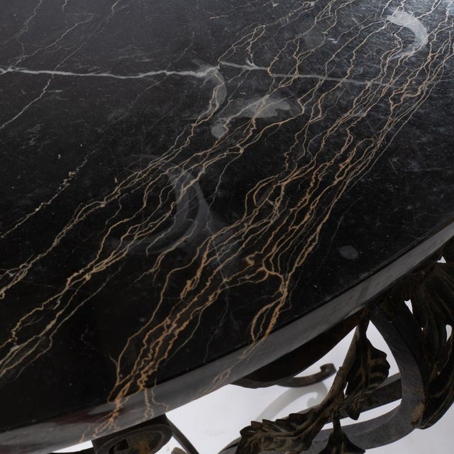 1920s French Wrought Iron Marble Top Demi Lune Table For Sale - Image 9 of 12