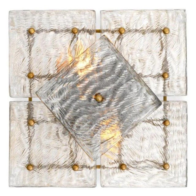 Geometric Wall Lamps in Brass and Handblown Glass, Set of 2 For Sale - Image 6 of 8