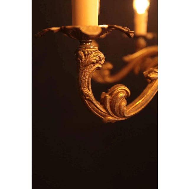 2000 - 2009 Antique Brass Chandelier with Nine Arms Reservé For Sale - Image 5 of 6