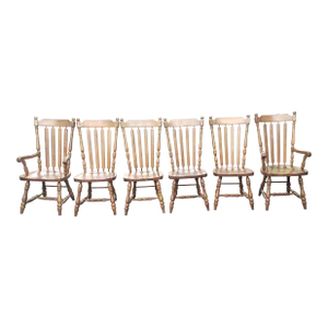j.d.v. High Back Heavy Duty Solid Maple Country Dining Chairs, C 1970s - a Set