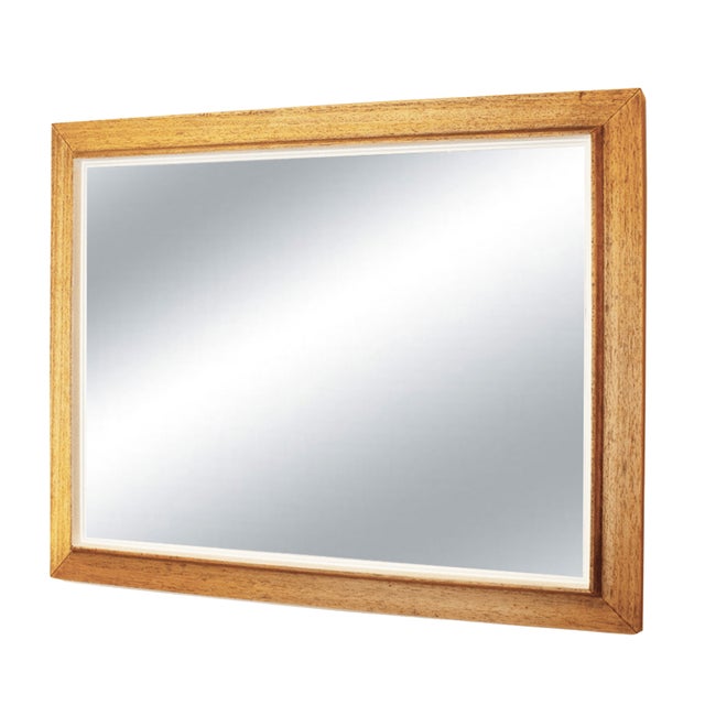 Restored 1950s mid-century wooden frame with a new mirror. Can be hung horizontally or vertically.