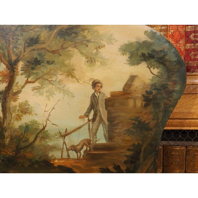 French 19th Century French Genre Scene Overdoor Painting on Board For Sale - Image 3 of 12