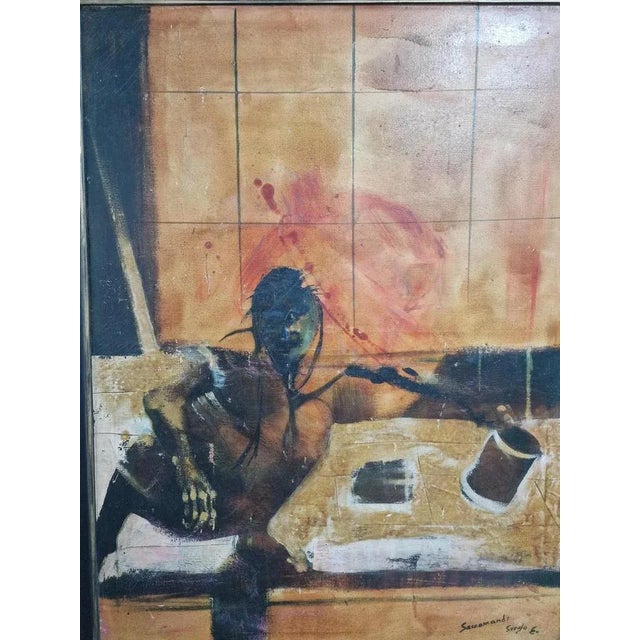 Modern Sergio Saccomandi, Composition, Tempera on Canvas, 1966 For Sale - Image 3 of 6