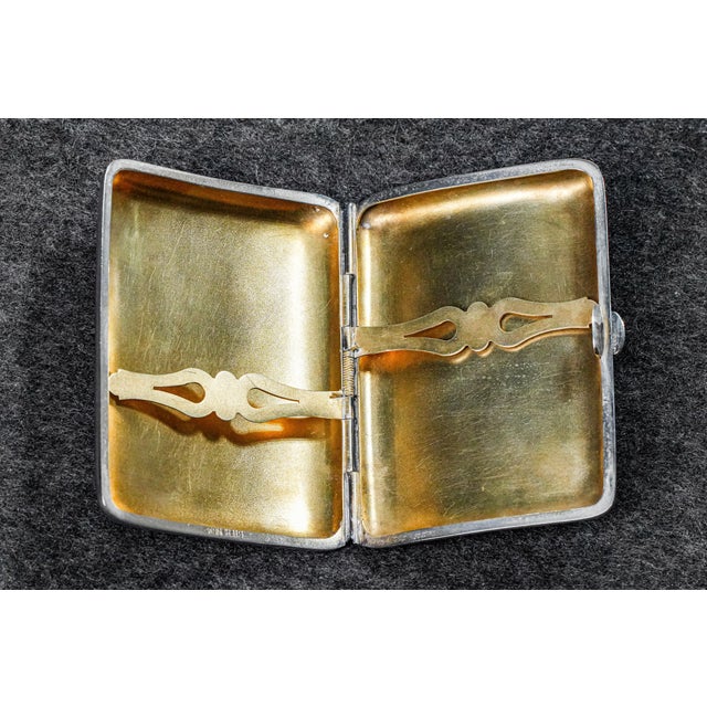 Fierce Hand Painted Enamel Tiger Antique Sterling Silver Luxury Cigarette Case Holder Tobacciana For Sale - Image 11 of 18