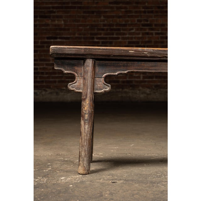 Black Late 19th Century Rustic East Asian Wooden Prayer Bench For Sale - Image 8 of 8