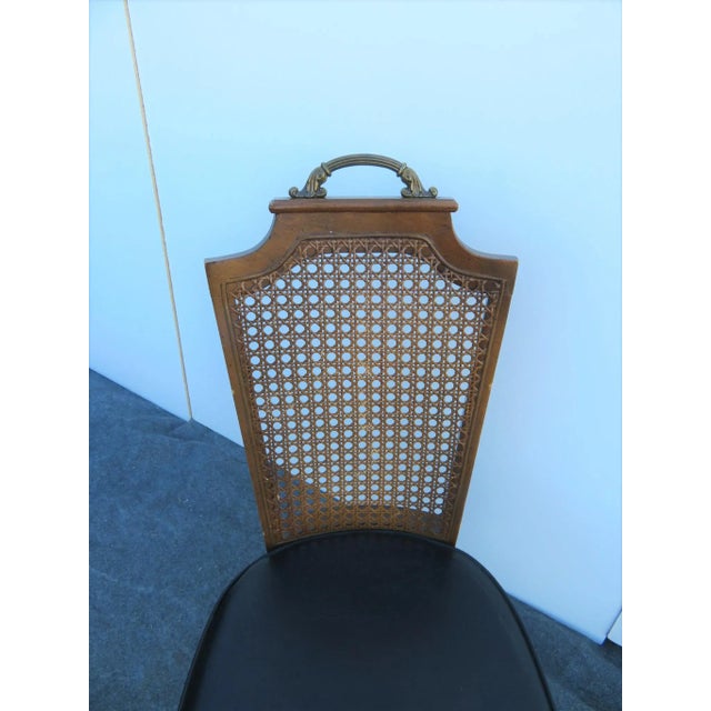 Mid 20th Century Regency Faux Bamboo Caned Side Chair For Sale - Image 4 of 6