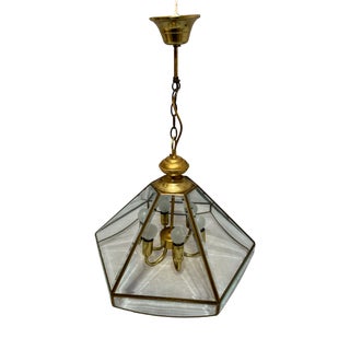 Brass and Glass 6-Light Pendant Lantern from Ideal Lux, 1990s For Sale