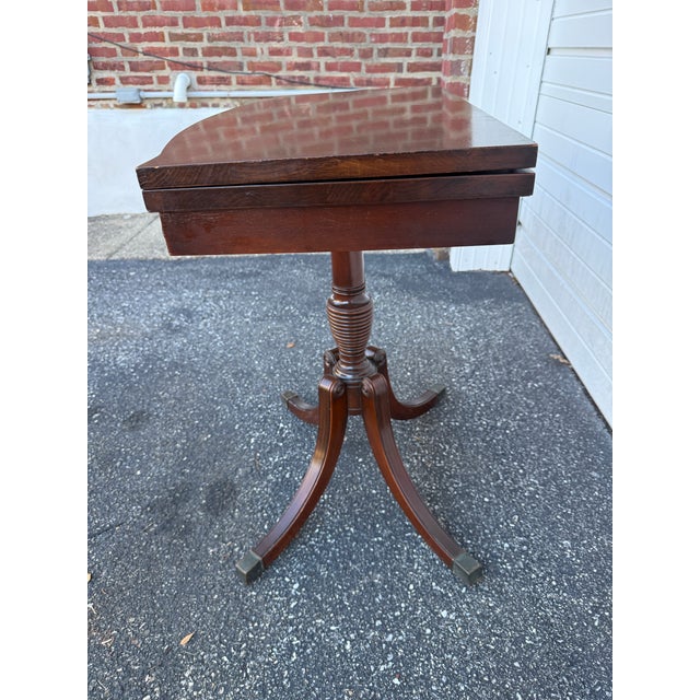 Neoclassical Antique Duncan Phyfe Style Flip Top Swivel Card / Game Table For Sale - Image 3 of 18