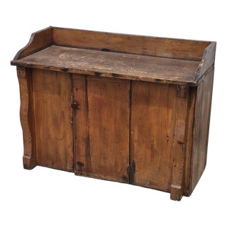 19th Century Antique Primitive Pine Wash Stand Cabinet Cupboard Rustic Farmhouse For Sale