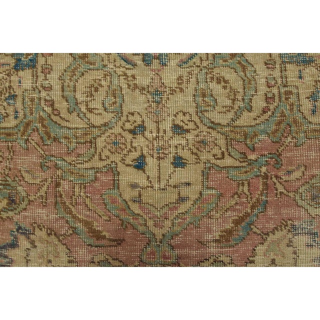Tabriz Rug 7’8” X 10′ Pink Wool Vintage Distressed Hand-Knotted Carpet For Sale - Image 10 of 15