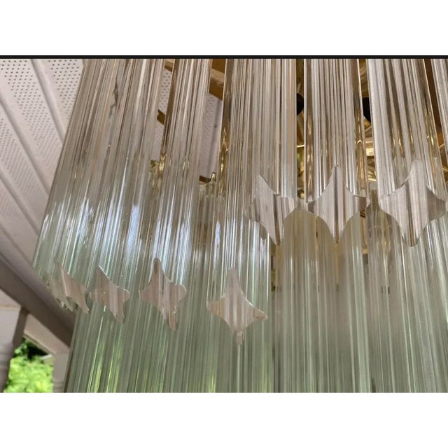 1970s 1970s Venini Italian Murano Quattro Glass Prism Chandelier For Sale - Image 5 of 9