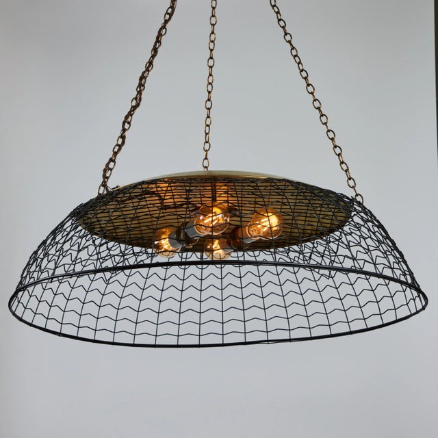 Mid 20th Century Vintage Wire Basket Pendant Light For Sale - Image 5 of 8