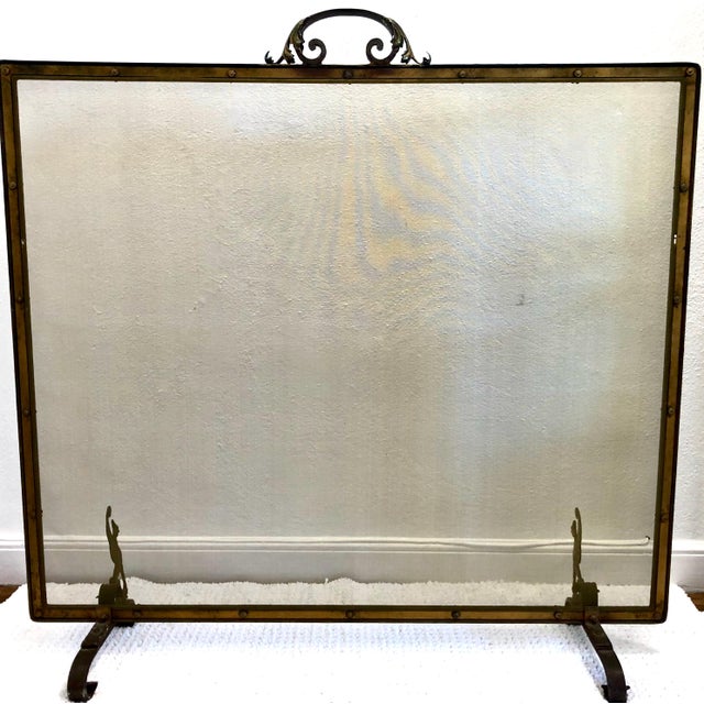 Late 19th Century Antique Wrought Iron Fire Screen With Griffins For Sale - Image 5 of 5