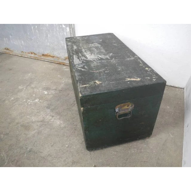 Vintage Black Wooden Trunk, 1940s For Sale - Image 9 of 11