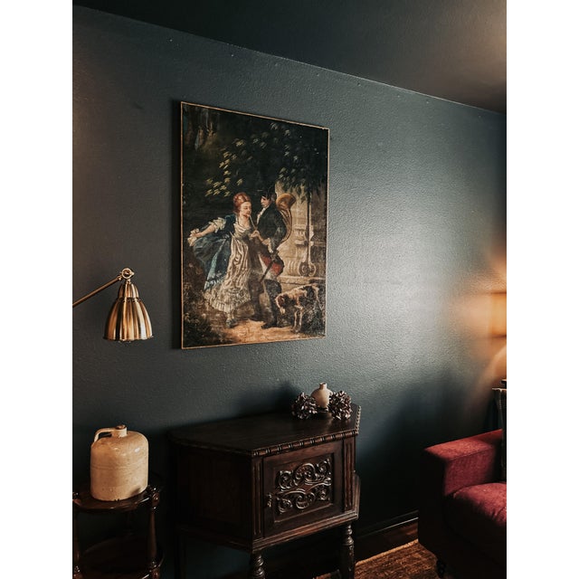 French 19th Century Rococo Old Love Painting For Sale - Image 3 of 5