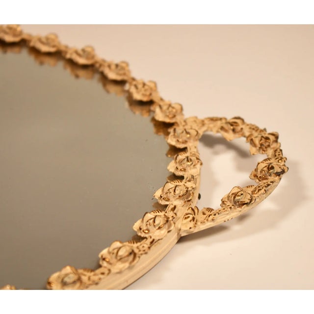 1960s Vintage Italian Roses Mirrored Vanity Tray For Sale - Image 5 of 8