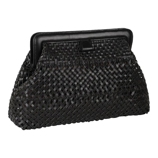 Fernanda Black Woven Clutch For Sale
