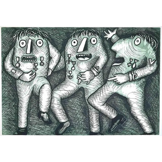 The General is an Original Etching realized by Enrico Baj in the 1970s. Hand-signed and numbered on the at the left sleeve...