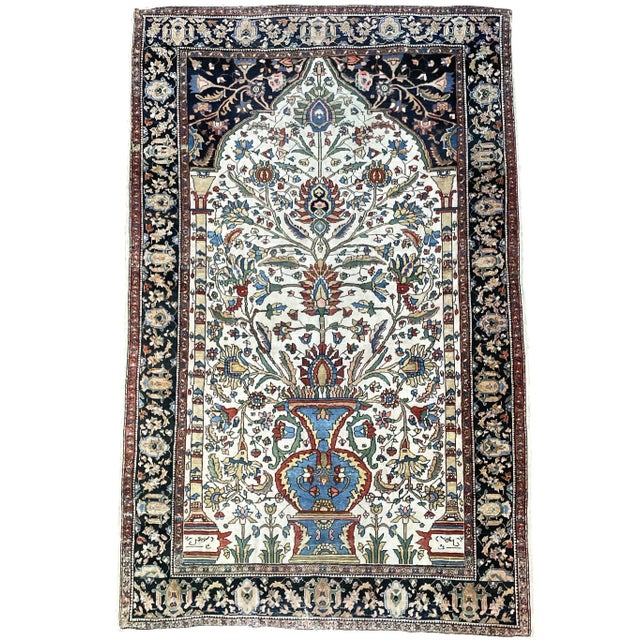 Textile Antique Persian Ferahan Sarouk Blooming Tree of Life Rug, 4.1 x 6.4 For Sale - Image 7 of 13