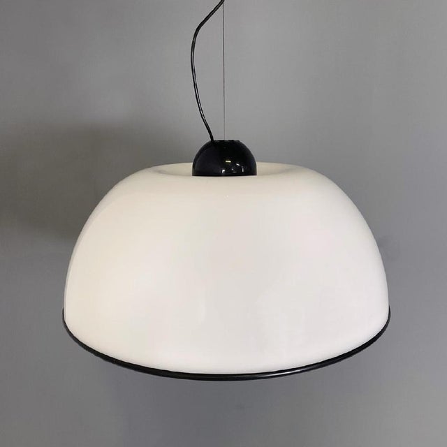 Italian Modern White and Black Acrylic Glass Ceiling Light from Guzzini, 1970s For Sale - Image 6 of 17