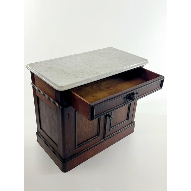 1920s Antique Marble Top Wash Stand Commode For Sale - Image 5 of 11