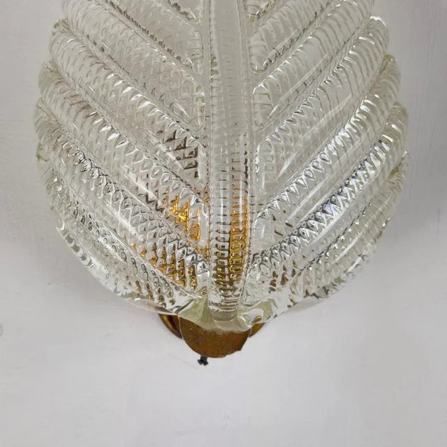 Ribbed Leaf Wall Light by Barovier & Toso, 1940 For Sale - Image 13 of 18