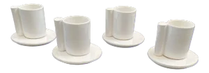 Vintage French Malicorne Modernist Espresso Cups & Saucers Set- 8 Pieces