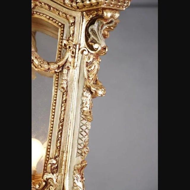 Large Beech Lantern Floor Lamp in Louis XV Style For Sale - Image 5 of 10