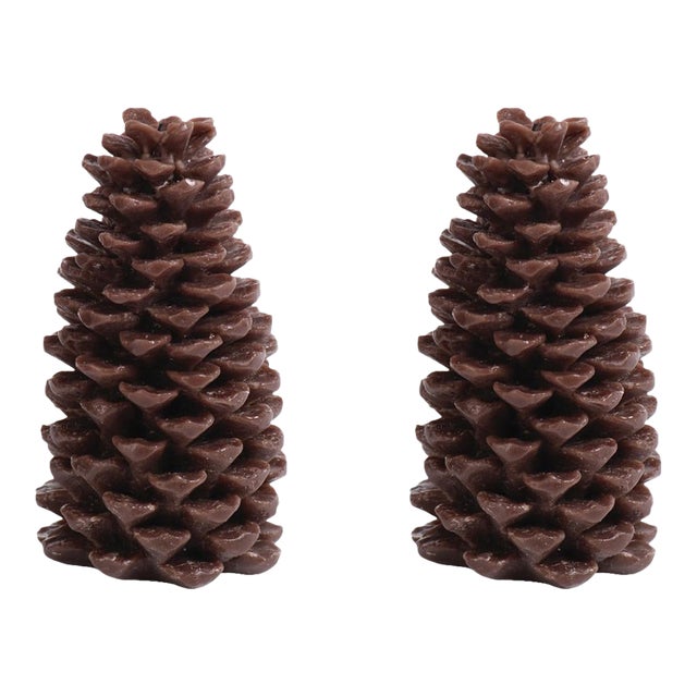 Pine Cone Brown Candles, Large, Set of 2 For Sale