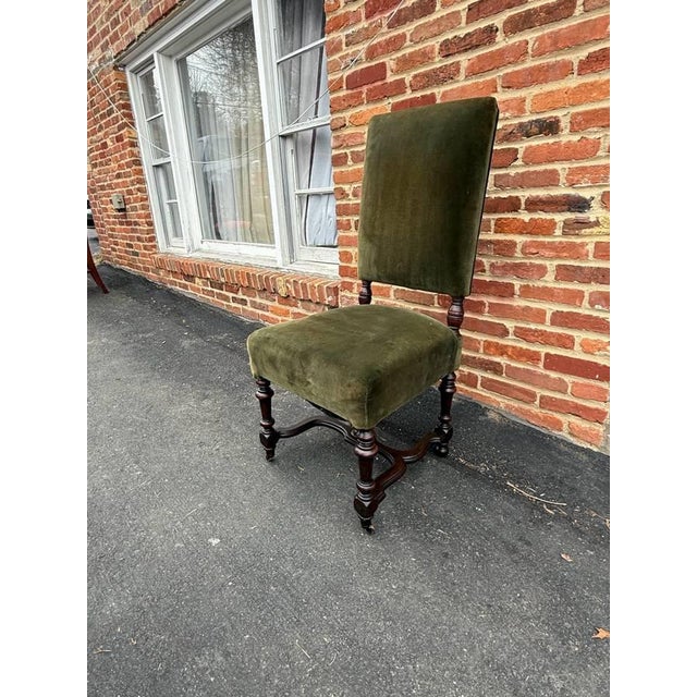 Renaissance Antique Renaissance Style Velvet Upholstered Side Chair For Sale - Image 3 of 17